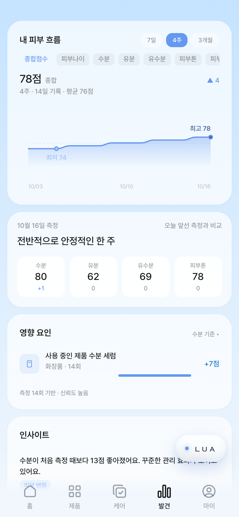 실제 루아 앱 화면 · 가상 기록